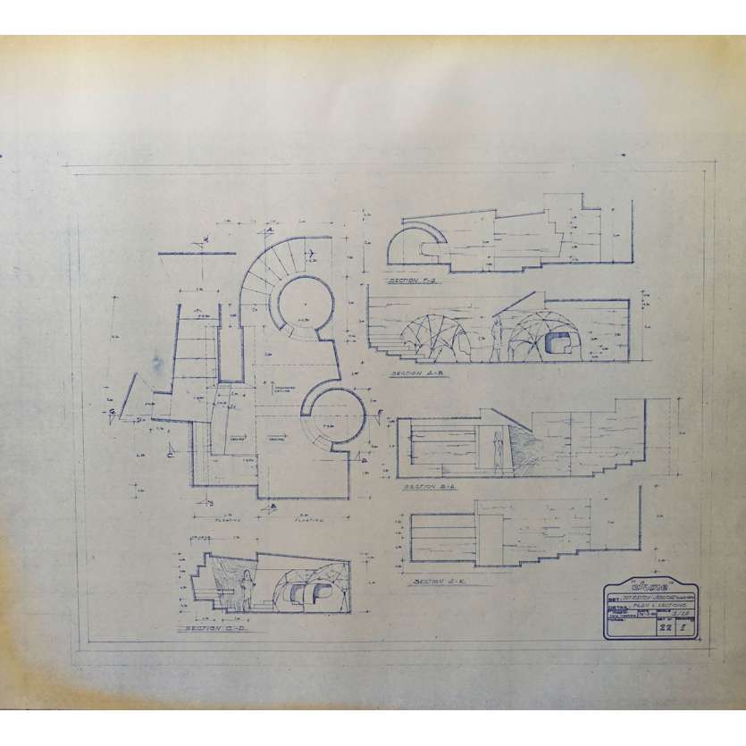 DUNE Original Blueprint - Sietch Tabr No:22/1 - 21x24-26 in. - 1982, David Lynch