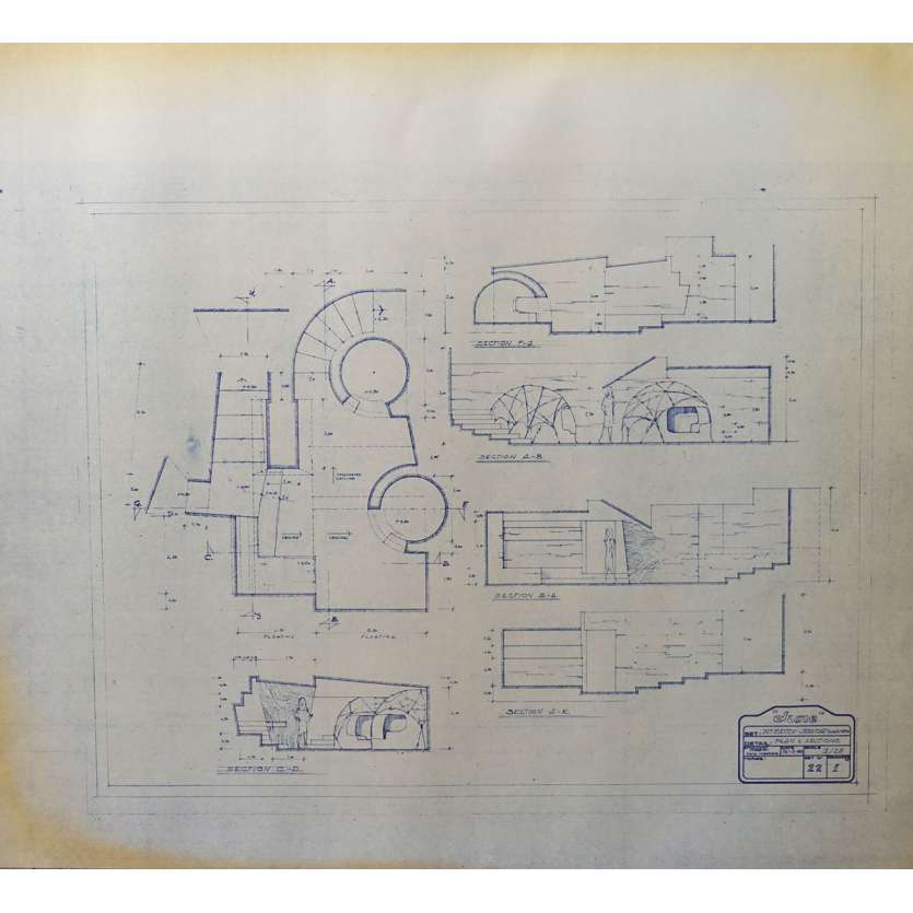 DUNE Original Blueprint - Sietch Tabr  No:22/1 - 21x24-26 in. - 1982, David Lynch