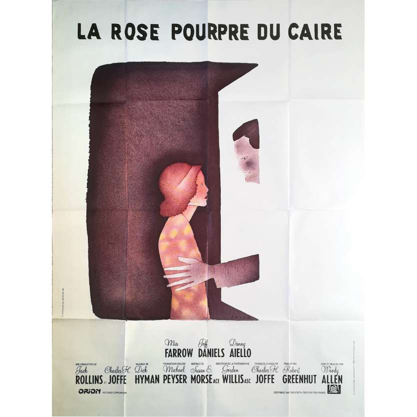 THE PURPLE ROSE OF CAIRO Original Movie Poster  - 47x63 in. - 1985 - Woody Allen, Mia Farrow