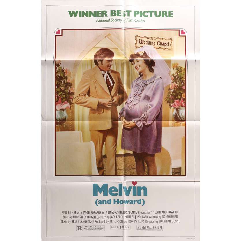 MELVIN ET HOWARD Affiche de film - 69x102 cm. - 1980 - Jason Robards, Jonathan Demme