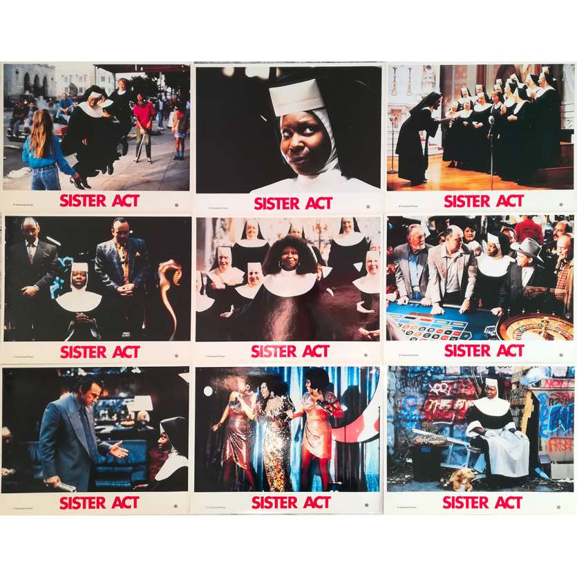 SISTER ACT Original Lobby Cards x9 - 9x12 in. - 1992 - Emile Ardolino, Whoopi Goldberg, Maggie Smith