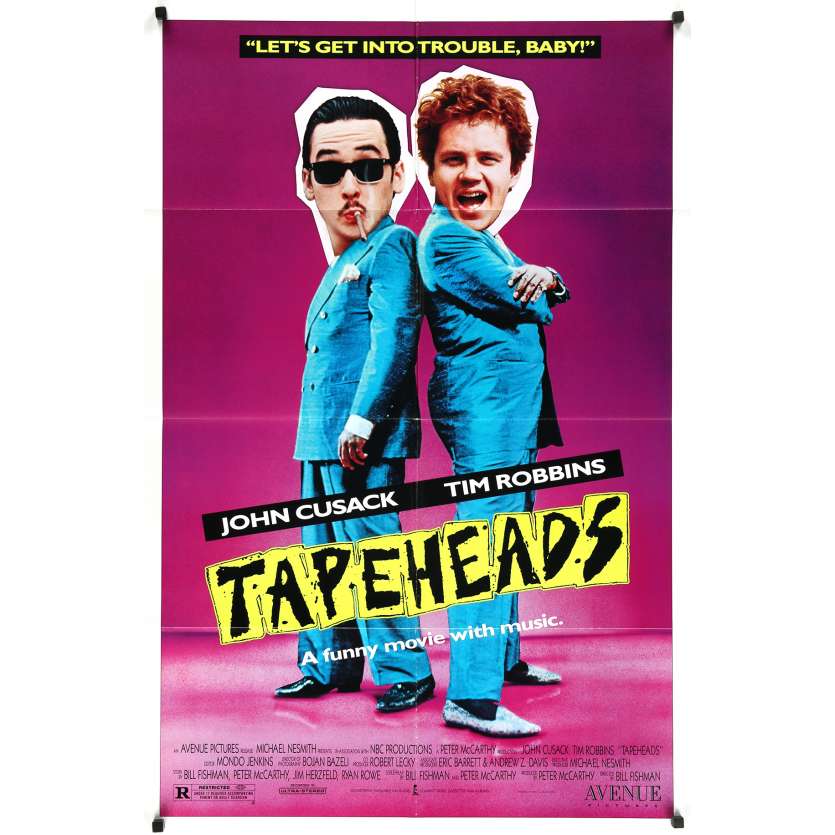 TAPEHEADS Original Movie Poster - 27x40 in. - 1988 - Bill Fishman, John Cusack, Tim Robbins