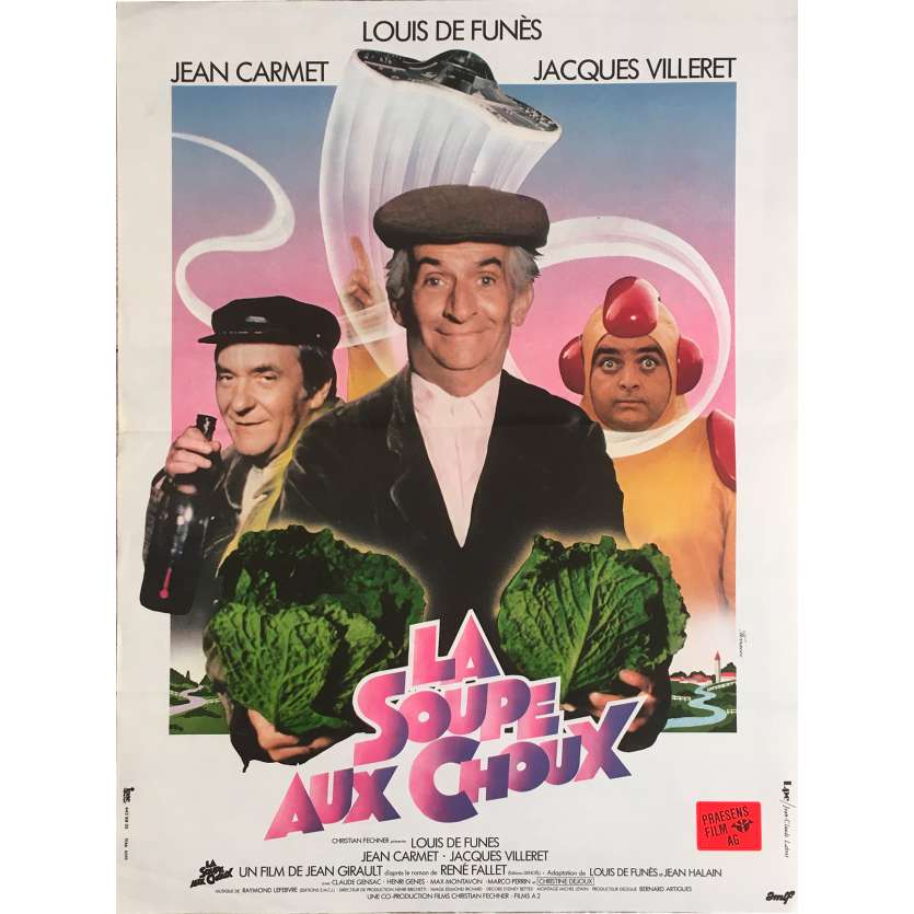LA SOUPE AUX CHOUX Affiche de film  - 40x60 cm. - 1981 - Louis de Funès, Jean Girault