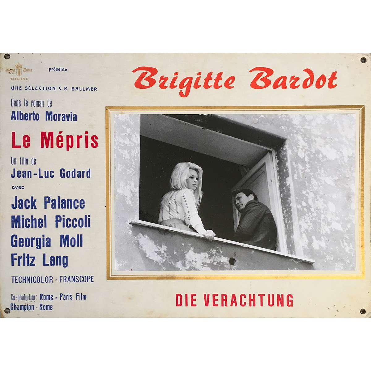 Contempt French Lobby Card 14x18 In 1963 N04