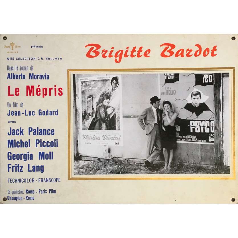 CONTEMPT Original Lobby Card N03 - 14x18 in. - 1963 - Jean-Luc Godard, Brigitte Bardot