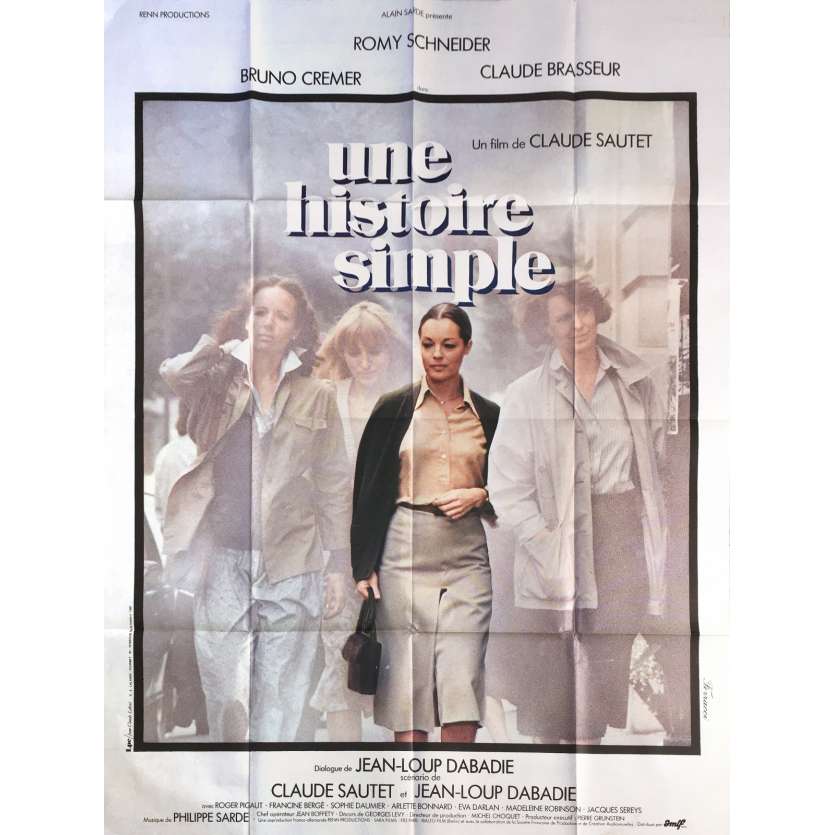 UNE HISTOIRE SIMPLE Affiche de film - 120x160 cm. - 1978 - Romy Schneider, Claude Sautet