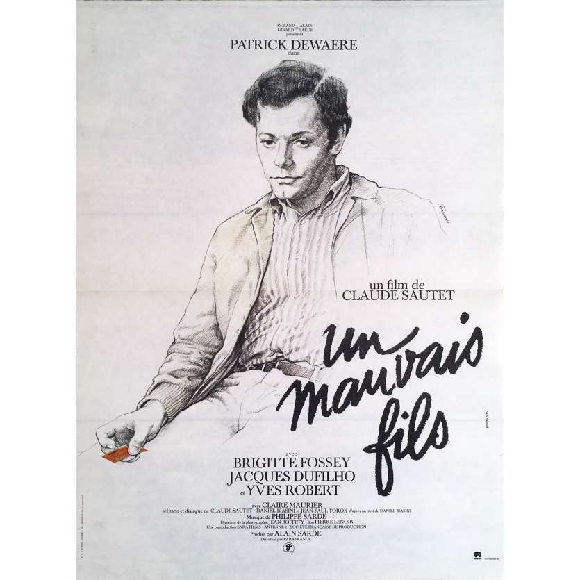 UN MAUVAIS FILS Affiche de film  - 40x60 cm. - 1980 - Patrick Dewaere, Claude Sautet