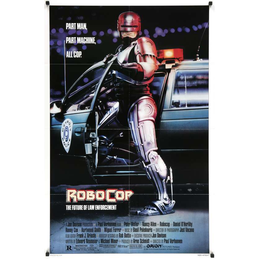 ROBOCOP Original Movie Poster - 27x40 in. - 1986 - Paul Verhoeven, Nancy Allen