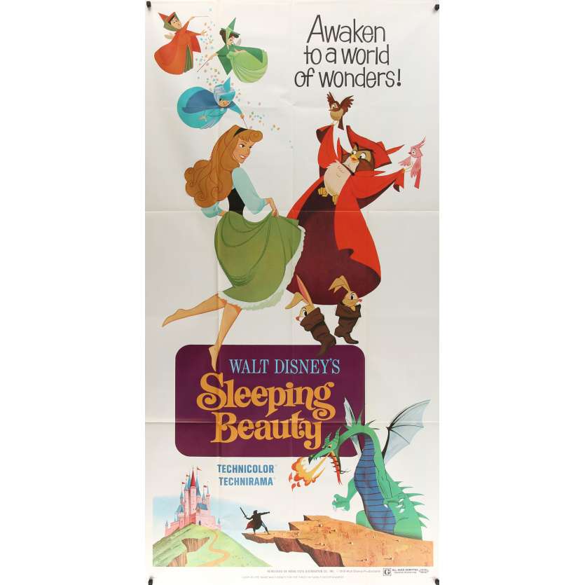 LA BELLE AU BOIS DORMANT Affiche de film - 104x206 cm. - R1970 - Mary Costa, Walt Disney