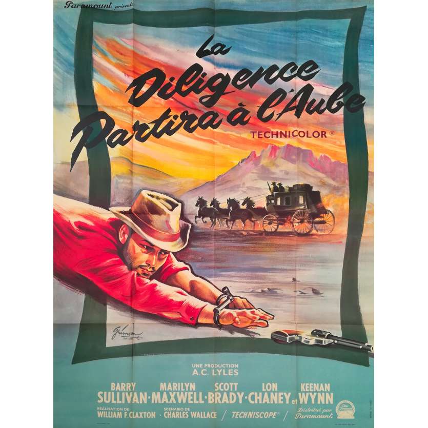 LA DILIGENCE PARTIRA A L'AUBE Affiche de film  - 120x160 cm. - 1964 - Barry Sullivan, William F. Claxton