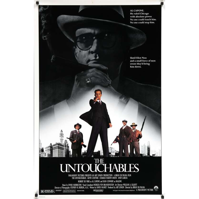 LES INCORRUPTIBLES Affiche de film américaine  - 69x104 cm. - 1987 - Kevin Costner, Brian de Palma