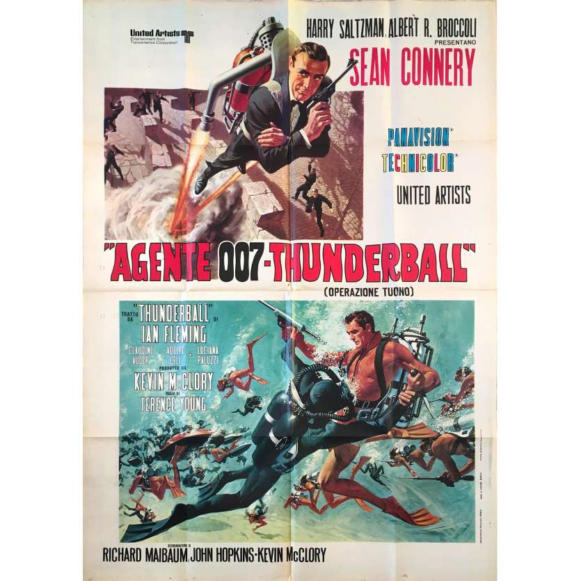 THUNDERBALL Original Movie Poster - 39x55 in. - 1965 - James Bond, Sean Connery