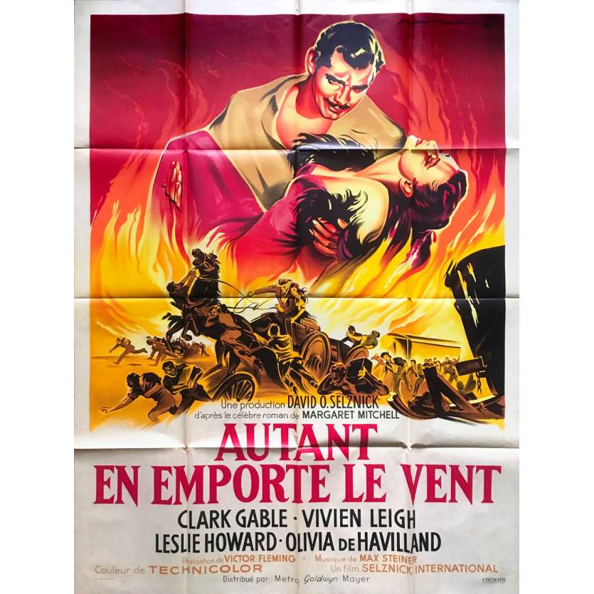 GONE WITH THE WIND Original Movie Poster  - 47x63 in. - R1950 - Victor Flemming, Clark Gable