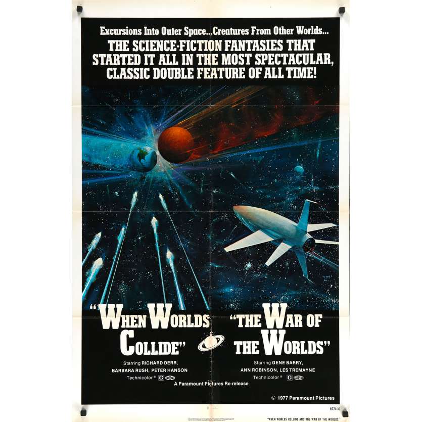 WHE WORLDS COLLIDE / THE WAR OF THE WORLDS Original Movie Poster  - 27x40 in. - R1970