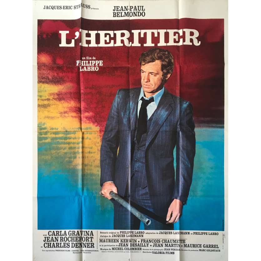 THE INHERITOR Original Movie Poster  - 47x63 in. - 1973 - Philippe Labro, Jean-Paul Belmondo