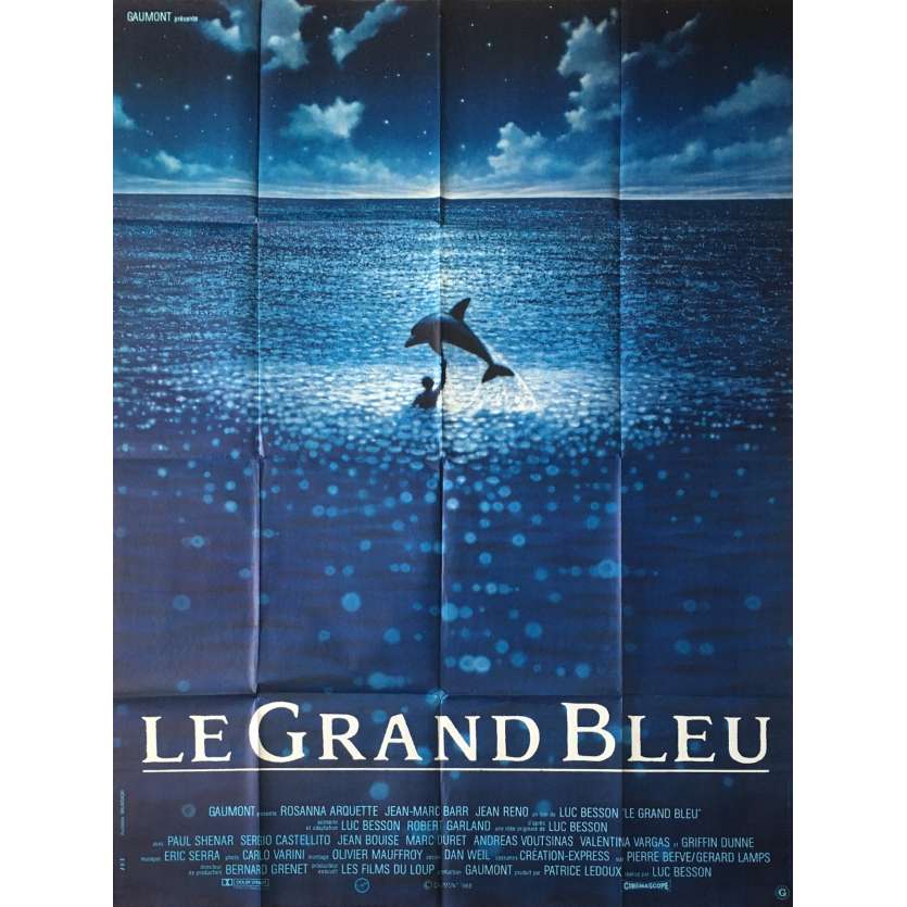 BIG BLUE French Movie Poster 47x63 '88 Luc Besson, jean Reno