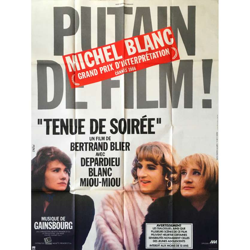 TENUE DE SOIREE Affiche de film - 120x160 cm. - 1986 - Gérard Depardieu, Bertrand Tavernier