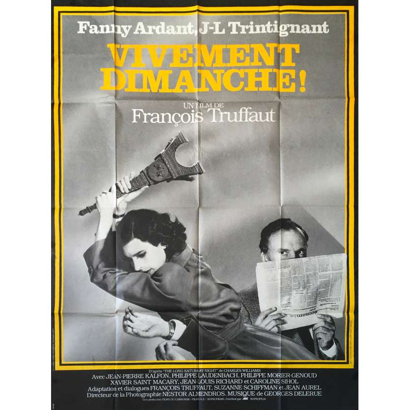 VIVEMENT DIMANCHE French movie poster 47x63 '83, François Truffaut , Trintignant Movie Poster