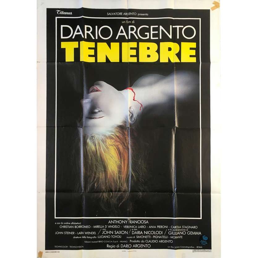 TENEBRES Affiche de film  - 100x140 cm. - 1982 - John Saxon, Dario Argento