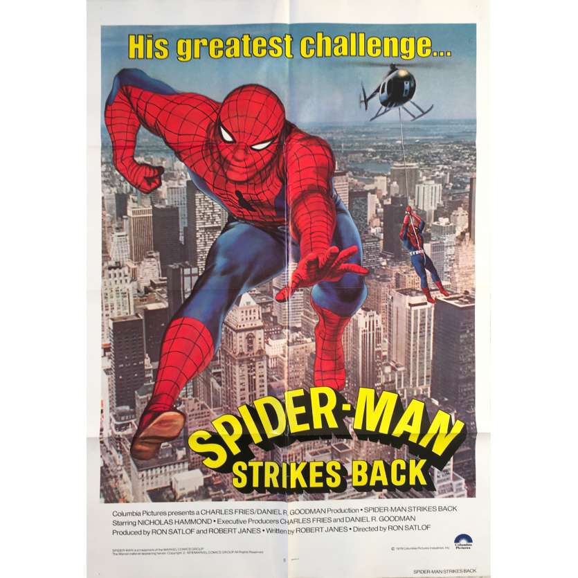 SPIDER-MAN STRIKES BACK Original Movie Poster  - 27x41 in. - 1978 - Ron Satlof, Nicholas Hammond