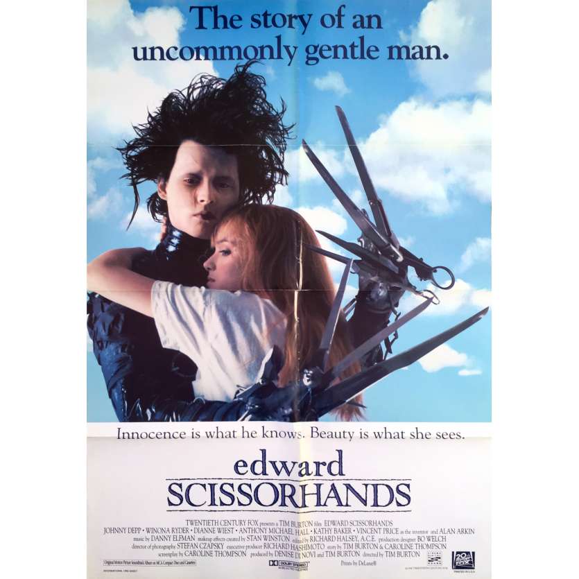 EDWARD SCISSORHANDS Original Movie Poster Style A - 27x41 in. - 1992 - Tim Burton, Johnny Depp