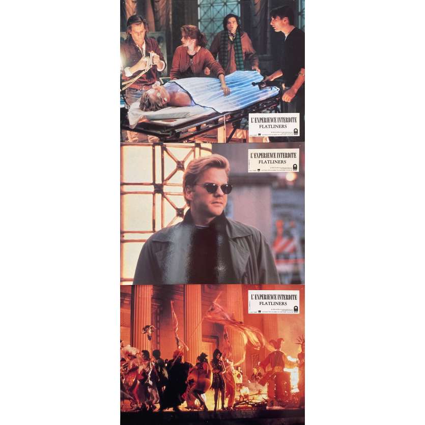 FLATLINERS Original Lobby Cards x3 - 9x12 in. - 1990 - Joel Shumacher, Kiefer Sutherland