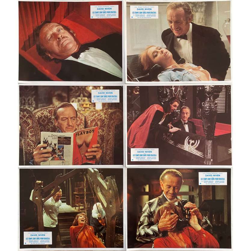 OLD DRACULA Original Lobby Cards x7 - 9x12 in. - 1974 - Clive Donner, David Niven