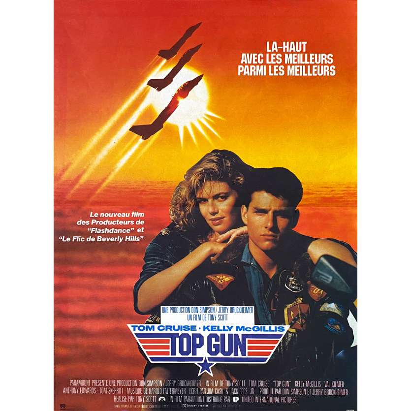 TOP GUN Affiche de film 40x60 - 1986 - Tom Cruise, Tony Scott, avion