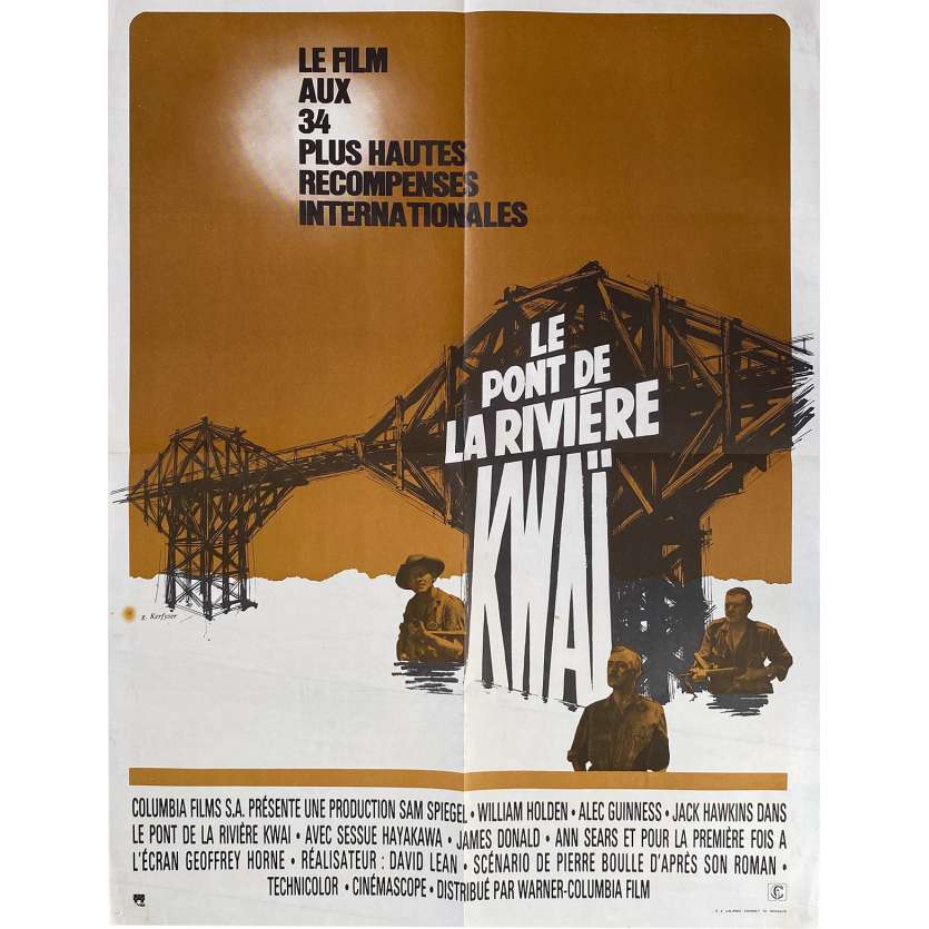 LE PONT DE LA RIVIERE KWAI Affiche de film - 60x80 cm. - 1957 - William Holden, David Lean