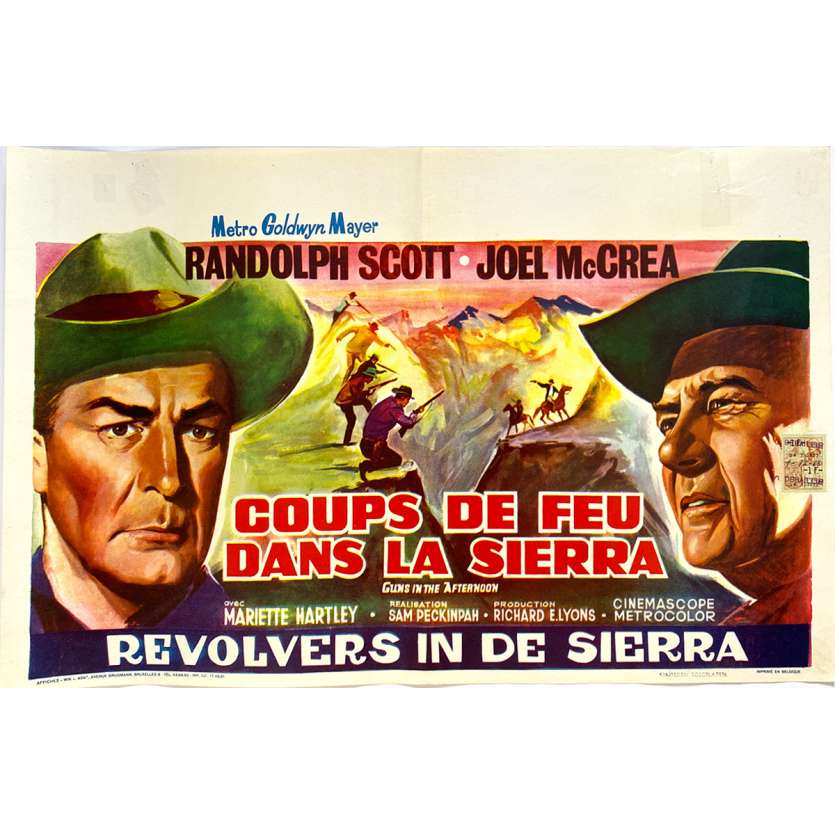 COUPS DE FEU DANS LA SIERRA Affiche de film  - 35x55 cm. - 1962 - Joel McCrea, Randolph Scott, Sam Peckinpah