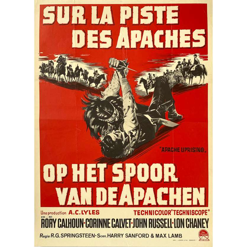 SUR LA PISTE DES APACHES Affiche de film  - 35x55 cm. - 1965 - Rory Calhoun, R.G. Springsteen