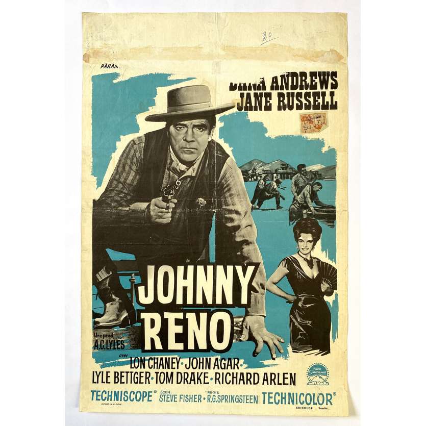 JOHNNY RENO Original Movie Poster - 14x21 in. - 1966 - R.G. Springsteen, Dana Andrews, Jane Russell