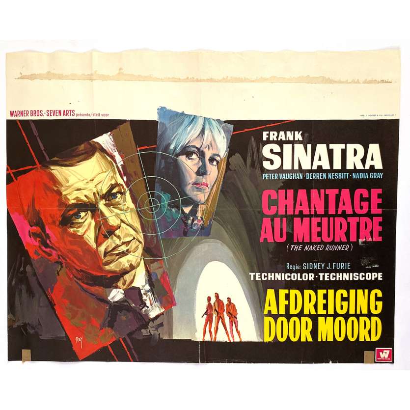 THE NAKED RUNNER Original Movie Poster  - 14x21 in. - 1967 - Sidney J. Furie, Frank Sinatra, Peter Vaughan