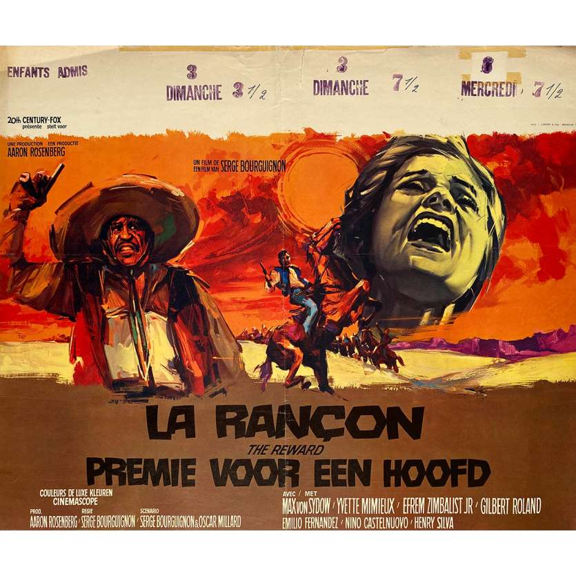 LA RECOMPENSE Affiche de film - 35x55 cm. - 1965 - Max von Sydow, Yvette Mimieux, Serge Bourguignon