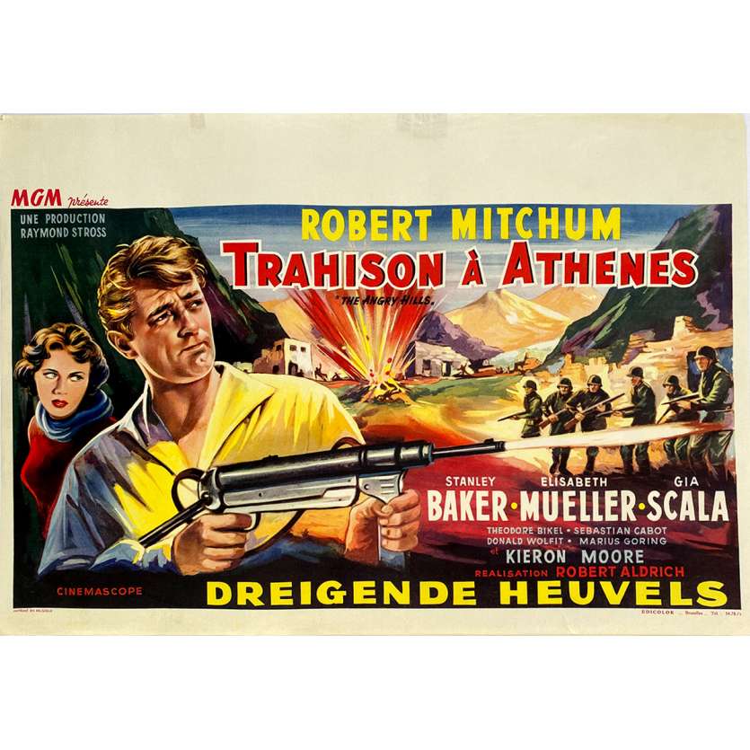 TRAHISON A ATHENES Affiche de film  - 35x55 cm. - 1959 - Robert Mitchum, Robert Aldrich