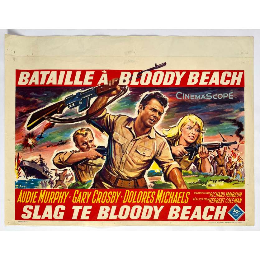 BATTLE AT BLOODY BEACH Original Movie Poster  - 14x21 in. - 1961 - Herbert Coleman, Audie Murphy