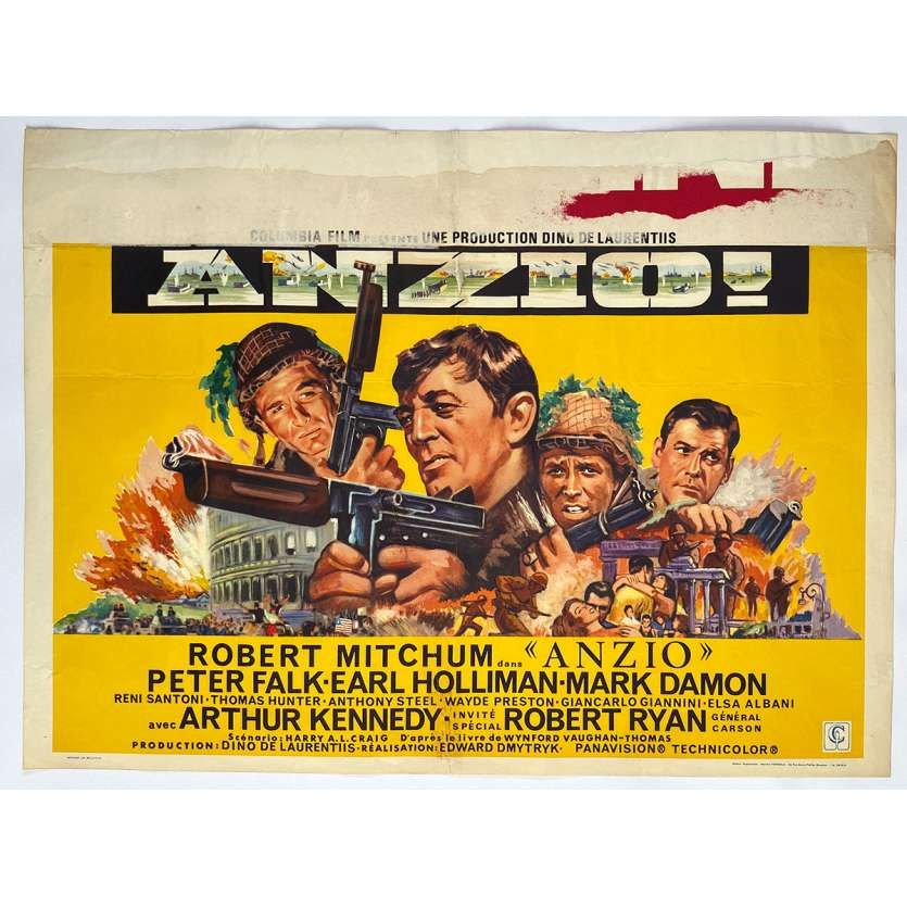 LA BATAILLE POUR ANZIO Affiche de film - 35x55 cm. - 1968 - Robert Mitchum, Peter Falk, Edward Dmytryk