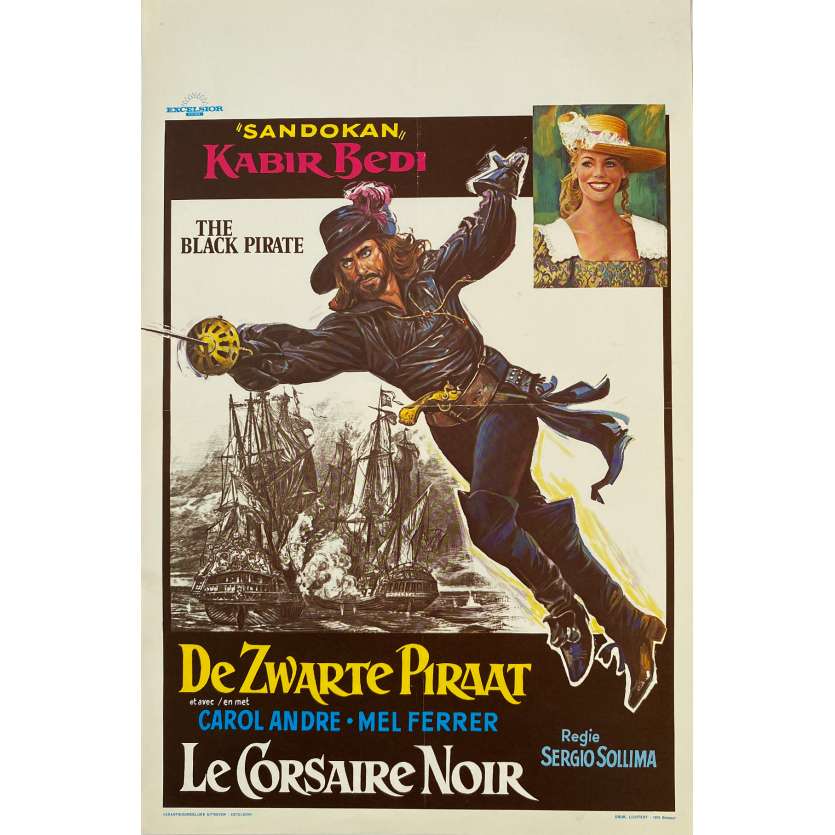 LE CORSAIRE NOIR Affiche de film - 35x55 cm. - 1976 - Kabir Bedi, Sergio Sollima