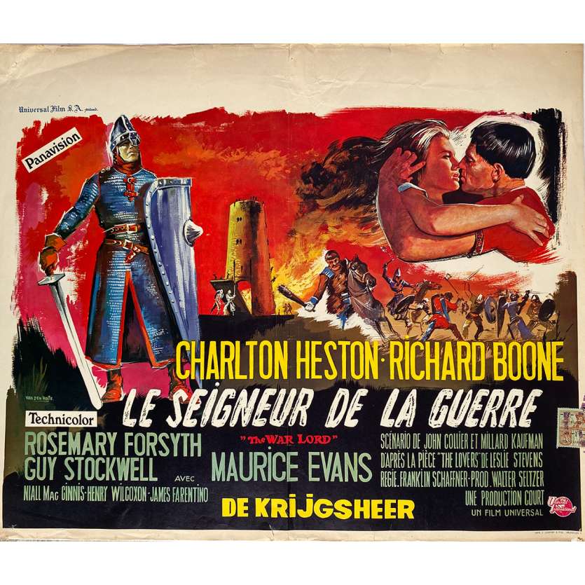 LE SEIGNEUR DE LA GUERRE Affiche de film - 35x55 cm. - 1965 - Charlton Heston, Franklin J. Schaffner