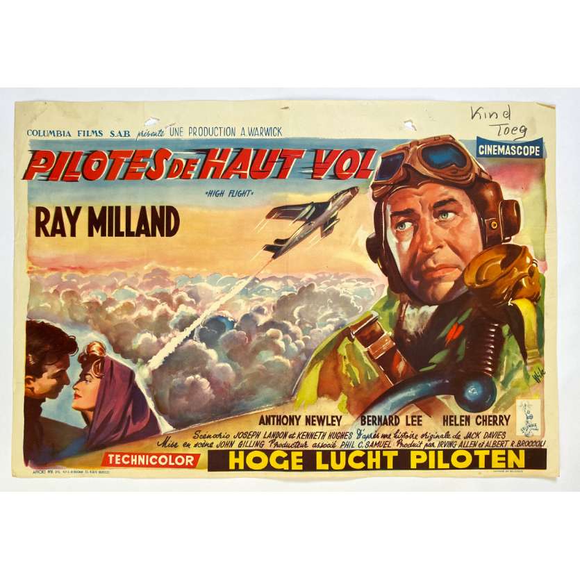 PILOTES DE HAUT VOL Affiche de film  - 35x55 cm. - 1957 - Ray Milland, John Gilling