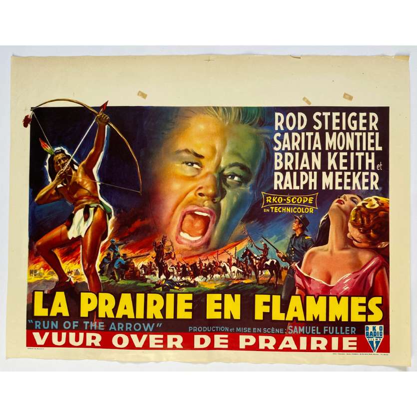 RUN OF THE ARROW Original Movie Poster  - 14x21 in. - 1957 - Samuel Fuller, Rod Steiger, Sara Montiel