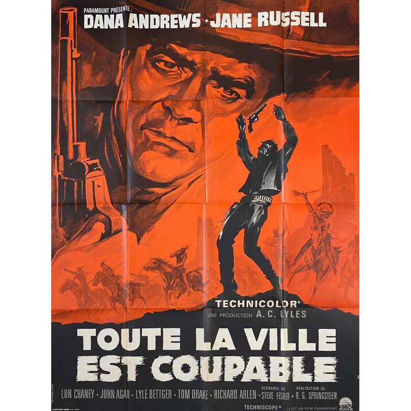 TOUTE LA VILLE EST COUPABLE Affiche de film  - 120x160 cm. - 1966 - Dana Andrews, Jane Russell , R.G. Springsteen