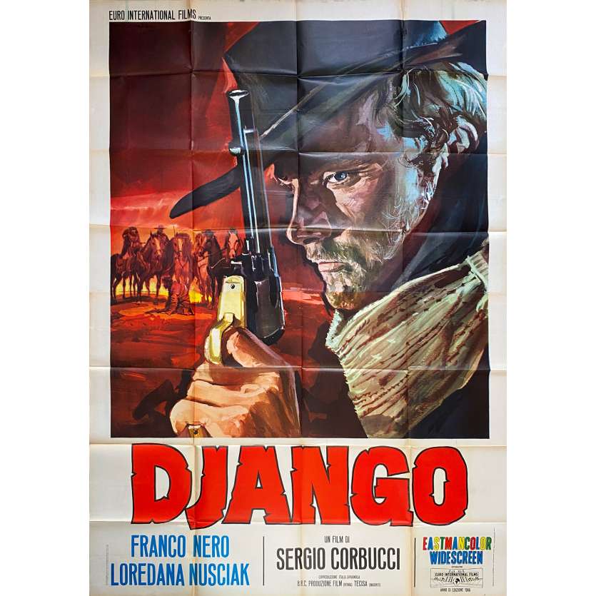 DJANGO Affiche de film Italienne - 1ère S - 140x200 cm. - 1966 - Franco Nero, Sergio Corbucci