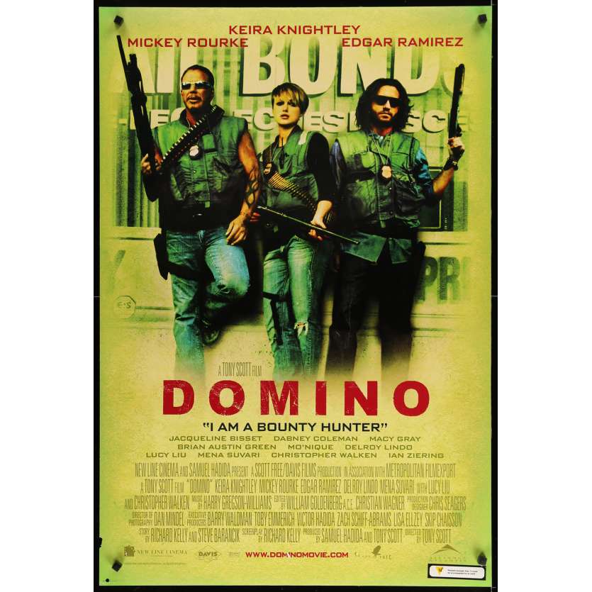 DOMINO Original Movie Poster  - 27x40 in. - 2005 - Tony Scott, Keira Knightley, Mickey Rourke