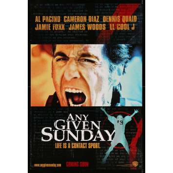 ANY GIVEN Sunday Original Movie Poster - 27x40 in. - 1999 - Oliver Stone, Al Pacino, James Woods