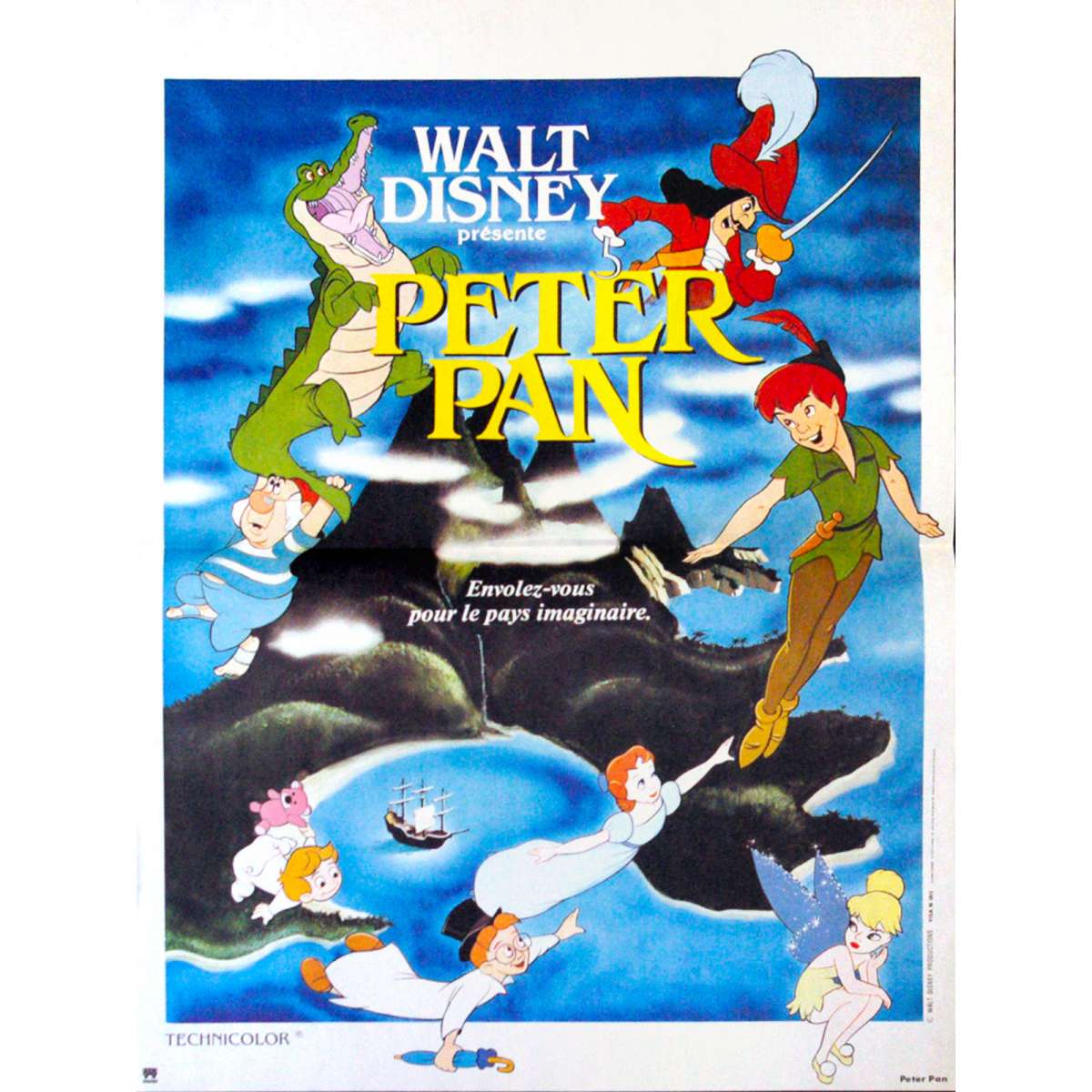 Peter Pan Film Complet En Francais Walt Disney PETER PAN Affiche de film 40x54 cm - Bleue - R1978 - Walt Disney Classic