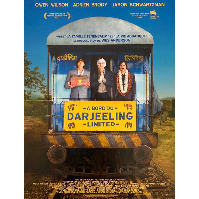 A BORD DU DARJEELING LIMITED Affiche de film - 40x60 cm. - 2007 - Owen Wilson, Adrien Brody, Wes Anderson