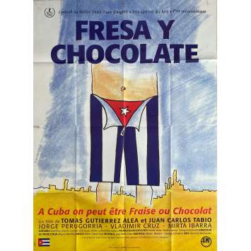 STRAWBERRY AND CHOCOLATE Original Movie Poster - 47x63 in. - 1993 - Tomás Gutiérrez Alea, Jorge Perugorría