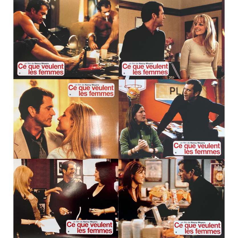 WHAT WOMEN WANT Original Lobby Cards x6 - 9x12 in. - 2000 - Nancy Meyers, Mel Gibson, Helen Hunt