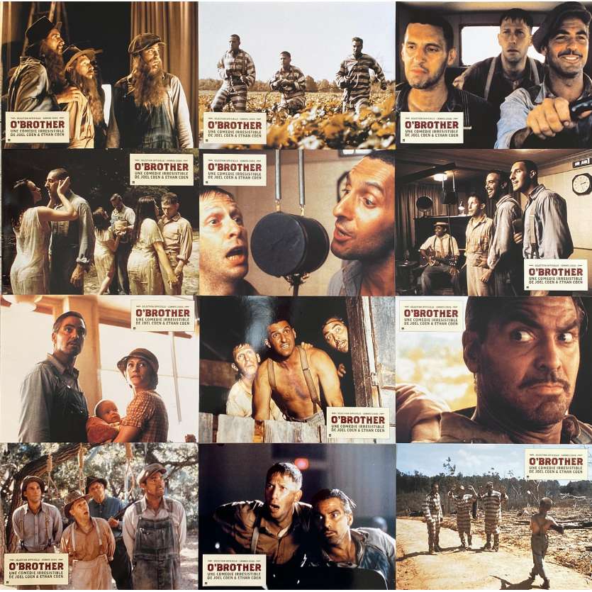 O BROTHER Original Lobby Cards x12 - 9x12 in. - 2000 - Joel Coen, George Clooney, John Turturro